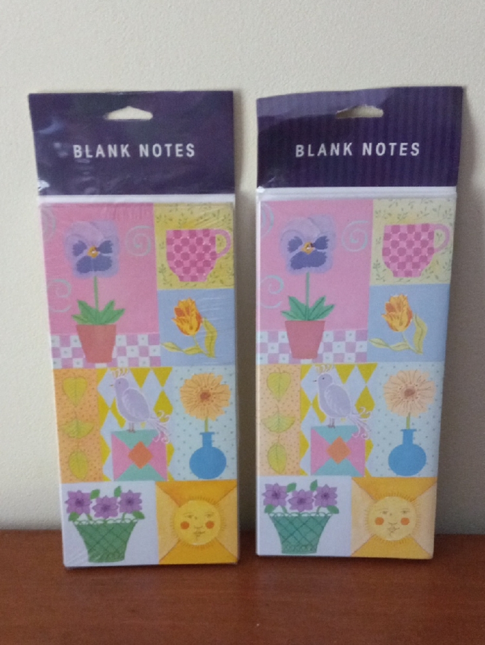 Gibson Floral & Bird Blank Note Card Sets- Pink, Yellow, Blue, Green